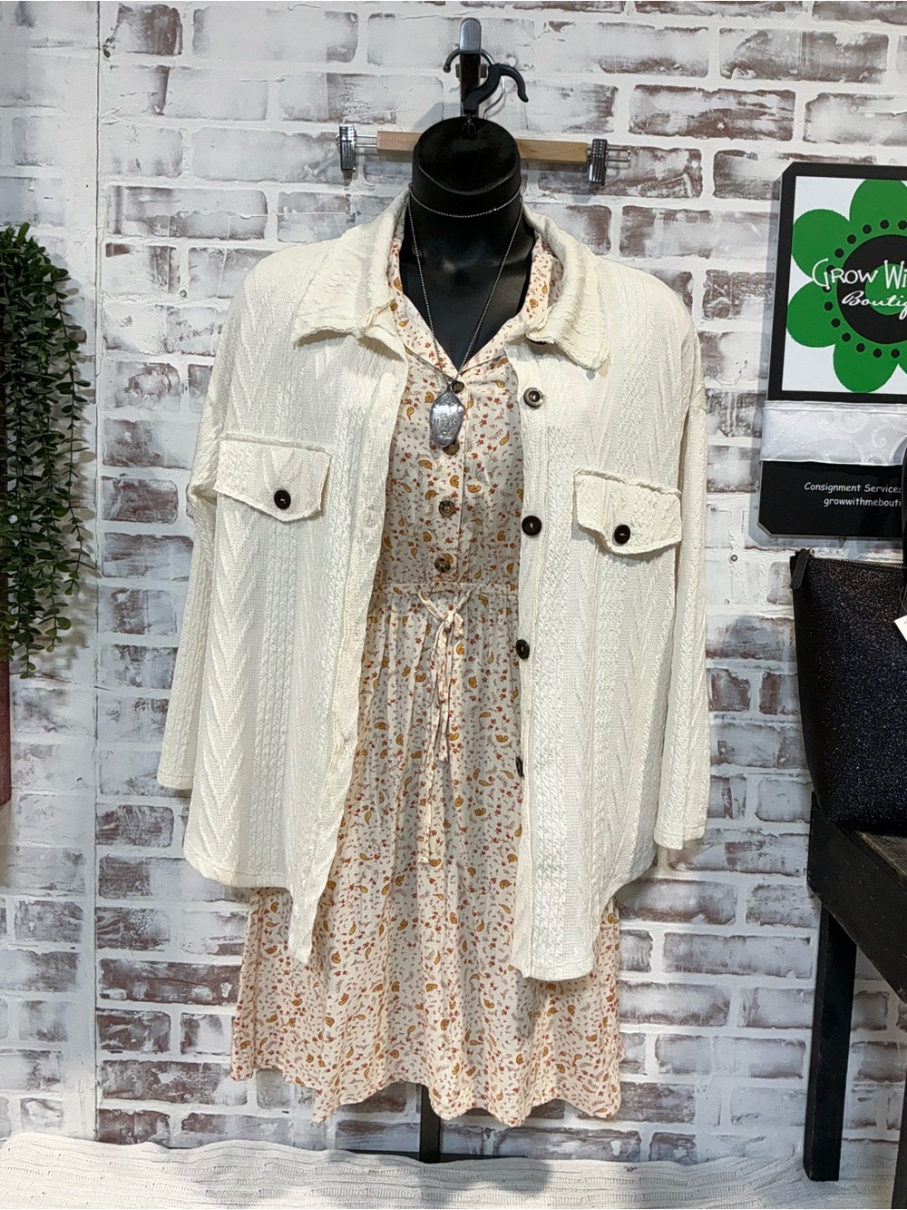 BUCKETLIST Cream Button-Up Textured Jean Jacket